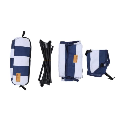 WILD AUSSIE Compact Folding Camping Chair | Hiking & Backpacking Chair | Portable & Durable | 120kg Capacity (Navy & White Stripes)