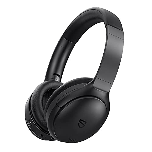 Bluetooth Headphones, SoundPEATS A6 Hybrid Active Noise Cancelling Headphones, Bluetooth Earphones Over-Ear Headphones, 38 Hours Playtime(ANC Off), USB-C Charge, Foldable Design with Ergonomic Headband, Memory Foam Earcups, Multi-point Rotation