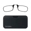 ThinOptics Reading Glasses 1.5 + Universal Pod Compact Case | Black Frame, Black Case, Folding Reading Glasses 1.50 Strength