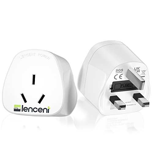 LENCENT 2X AU to UK Plug Adapter, Grounded Australian Visitors Travel Converter, Converts All Type I Plugs from UK Ireland Britain Scotland and More (Type G)