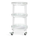 Kate and Laurel Celia Modern Glam 3-Tier Bar Cart, 14 x 14 x 28, White, Decorative Round Serving Cart with Lockable Wheels