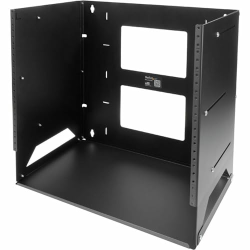 StarTech.com 8U 12" x 18" Wall-Mount Server Rack with Built-in Shelf, Black (WALLSHELF8U)