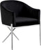 Meridian Furniture Xavier Collection Modern | Contemporary Velvet Upholstered Dining Chair with Sturdy Steel X Shaped Legs, 25.5" W x 24.5" D x 31.5" H, Black