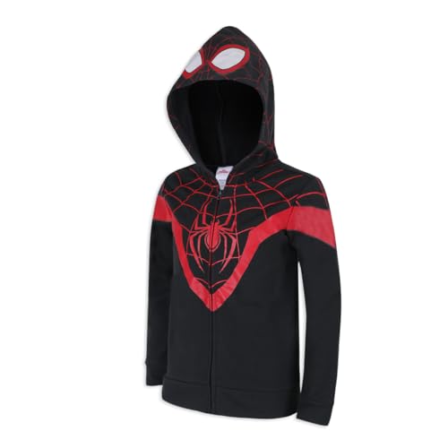 Marvel Spider-Man Miles Morales Boys Zip Up Hooded Sweatshirt and Pants Set for Toddlers and Big Kids Black, Black, 2 Years