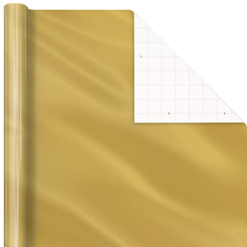 Hallmark Foil Christmas Paper with Cut Lines on Reverse (3 Rolls: 60 sq ft TTL) Gift Wrap, Tri-Pack, Red, Green, Gold Solid