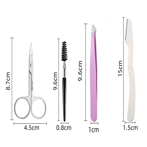 7 PCS Eyebrow Tweezer Set, Tweezers Set for Women, Precision Tweezer for Eyebrows with Curved Scissors for Ingrown Hair, Hair Plucking Daily Beauty Tools with Leather Travel Case