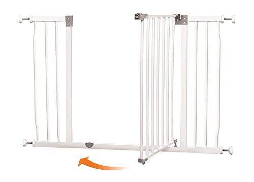 Dreambaby Liberty Extra-Wide Baby Safety Gate - with Smart Stay-Open Feature - Fits Openings 99-105.5cm Wide & 76cm Tall - White - Model F867