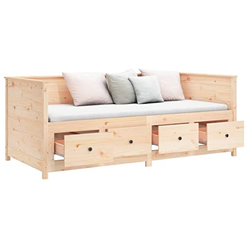 vidaXL Solid Wood Pine Day Bed Living Room Bedroom Furniture Wooden Sleepover Overnight Bed Sofa Couch Occasional Bed Seating 80x200 cm