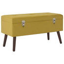 'vidaXL Luxurious Velvet Entryway Bench with Storage Compartment, Mustard Yellow & Solid Pine Wood - Practical and Decorative Piece for Home 80 x 34 x 42 cm