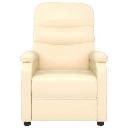 vidaXL Massage Chair, Recliner Chair with Adjustable Backrest and Footrest, Massage Office Chair with 6 Points, Armchair, Cream Faux Leather