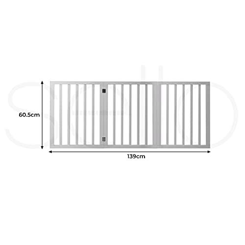 PaWz 3-Panel Portable Retractable Barrier Wooden Pet Gate, White