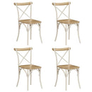 'vidaXL 4-Piece Set White Wooden Dining Chairs, Solid Mango Wood with Steel Frame, Crossed Back Design, Retro Look