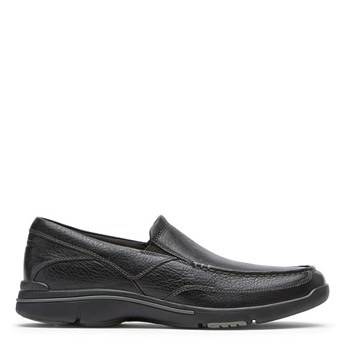 ROCKPORT Men's Eberdon Loafer, Black Leather/Flint, 9.5 US