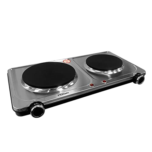 TODO 2250W Twin Hotplate Electric Cooktop Dual Plate Stainless Steel