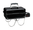 Weber Go-Anywhere Gas Barbeque Grill | Portable Gas BBQ Grill | Table Top Camping Barbeque with Lid | Porcelain-Enamelled Bowl | Small & Lightweight Deep Dish Outdoor Stove - Ivory (1125004)