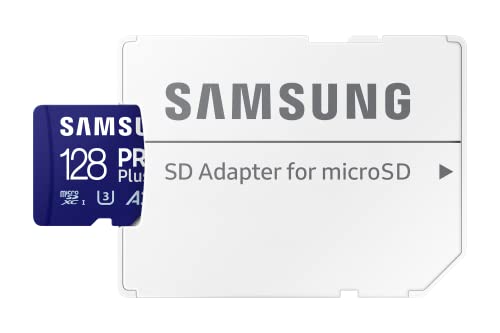 Samsung PRO Plus SD Card, 128 GB, UHS-I U3, Full HD & 4K UHD, Read Speed 180 MB/s, Write Speed 130 MB/s, Memory Card for Cameras and Drones, Includes USB Card Reader, MB-SD128SB/WW