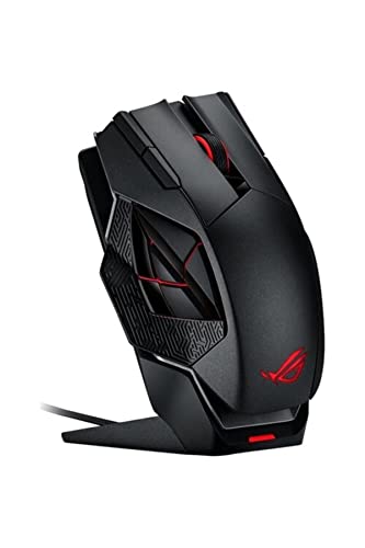 ASUS ROG Spatha X Wireless FPS MMO Gaming Mouse - Magnetic Charging Stand, ROG Push-Fit Swappable Switches, 12 Programmable Buttons, ROG Paracord, Aura Sync RGB Lighting