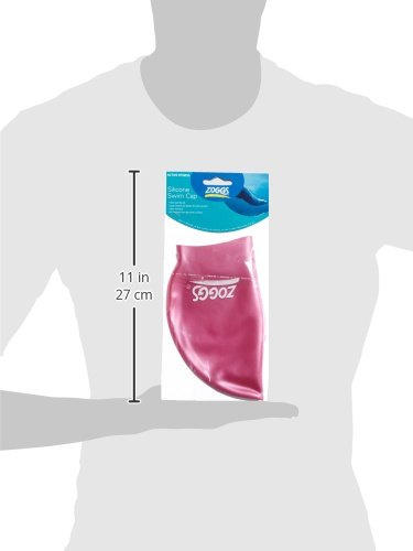 Zoggs Adult Silicone Swimming Cap with Embossed Non-Slip Inner Surface, Pink, One Size