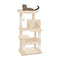 Floofi Cat Tree with Scratching Post & Interactive Cat Toy, Multi-Level Tower & Play House Suitable for Indoors (118 cm, Beige Plush Cat Condo)