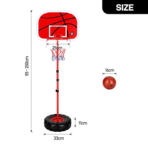 2m Basketball Hoop for Kids Children Portable Adjustable Height Outdoor Indoor Training Set w/Basketball