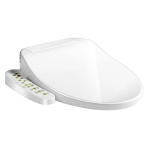 Electric Bidet Seat Toilet Seat, Smart Toilet Seat with Warm Water, Heated Seat, Warm Air Dryer, Rear and Front Wash, Soft Closed Toilet Seat, LED Light, Easy Install