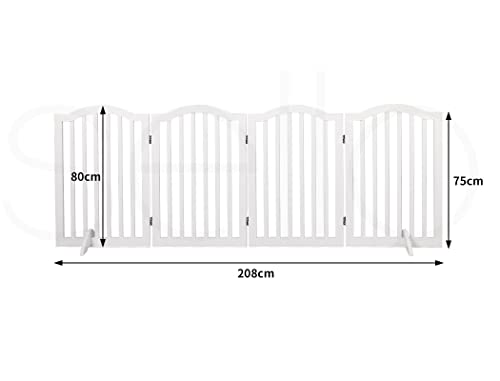 PaWz Wooden Pet Gate Dog Fence Safety Stair Barrier Security Door 4 Panels White