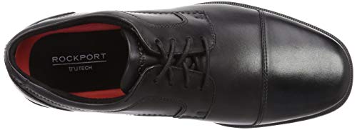 Rockport Men's Taylor Cap Toe Business Shoe, Black Leather, US 10