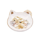 Ceramic Jewelry Dish - Ring Holder & Decorative Trinket Tray for Bathroom, Nightstand, and Vanity (Kitten)