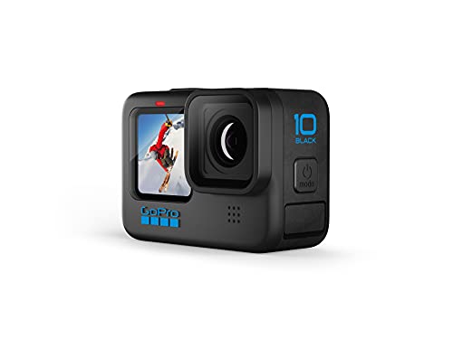 GoPro HERO10 Black - Waterproof Action Camera with Front LCD and Touch Rear Screens, 5.3K60 Ultra HD Video, 23MP Photos, 1080p Live Streaming, Webcam, Stabilization