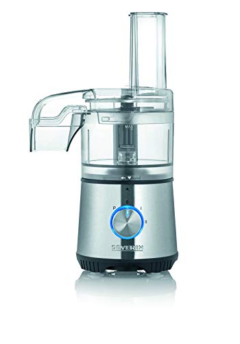 SEVERIN KM 3865 Compact Multi-Scrusher, Universal Chopper for Coarse and Fine Chopping, Food Processor with Extensive Accessories, Brushed Stainless Steel/Black