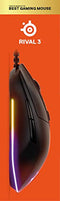 SteelSeries Rival 3 Wired 6-Button 77g Gaming Mouse - Prism 3-Zone RGB Illumination - 8,500 CPI TrueMove Core Optical Sensor