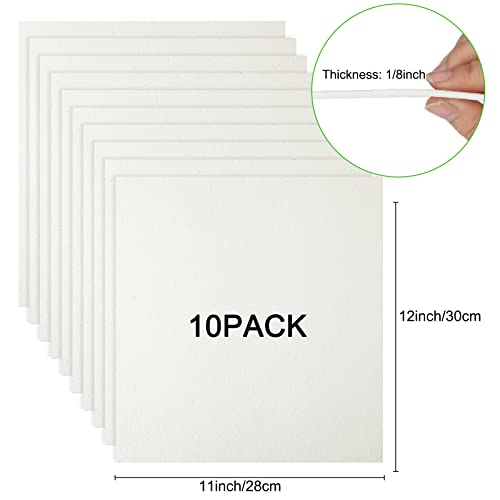 10 Pcs Ceramic Fiber Paper 11 x 12 x 0.12 In High Temperature Ceramic Fiber Rectangle Paper White Insulation Gasket Paper Fireproof Microwave Kiln Papers Sheet for Stove Furnace Fireplace DIY Material