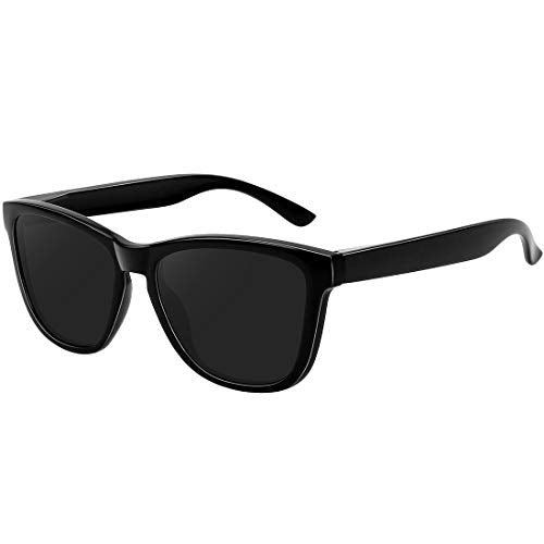 MEETSUN Polarized Sunglasses for Women Men Classic Retro Designer Style, Black, Large