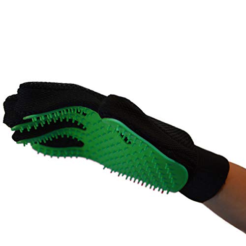 Zenify Pets Hair Grooming Glove Mitt for Deshedding Fur Removal from Pet Cats, Kittens, Rabbits, Guinea Pigs, Dogs, Puppies (Green (Right Handed))
