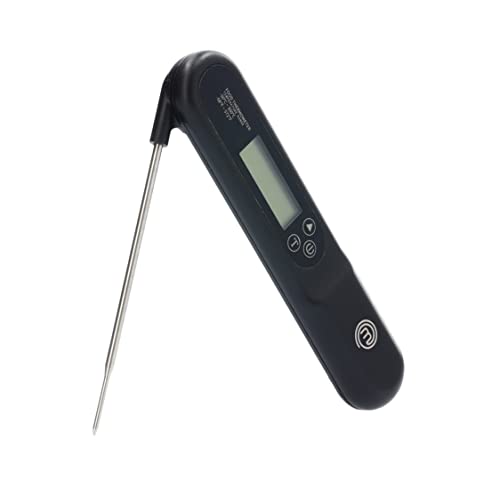 MasterChef Meat Thermometer Digital, Wireless Temperature Probe for Food (Steak, Chicken) & Liquids (Coffee, Tea, Milk), Portable BBQ Grill Gadget, Instant Read LED Display (°F & °C), Foldable, Black