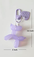 Cute Dog Keychain Balloon Dog Style Keyring soft Silicon interior decor Home Decoration Puppy Key Holder, Clear Purple, All