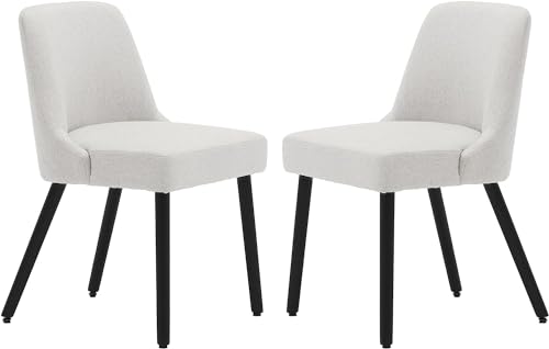 MINCETA Dining Chair,Morden Wood Leg Upholstered Kitchen Chair Set of 2,Performance Fabric in Beige Gray