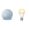 Echo Dot with Clock (5th Gen) Cloud Blue + TP-Link Tapo Smart Wi-Fi Light Bulb, Dimmable Soft Warm White - B22, No Hub Required