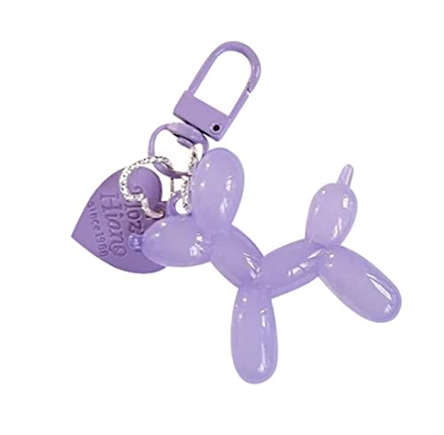 Cute Dog Keychain Balloon Dog Style Keyring soft Silicon interior decor Home Decoration Puppy Key Holder, Clear Purple, All