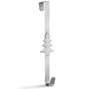 Whaline Christmas Wreath Hanger Over the Door Metal Wreath Hook Christmas Tree Decor Hook for Xmas Party Door Wall Home Office, Silver, 15in