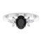 1.50 CT Black Onyx Engagement Ring with Diamond Accent, Vintage Black Onyx Engagement Ring, Black Onyx Gold Floral Engagement Ring, 9K White Gold, Size: V1/2