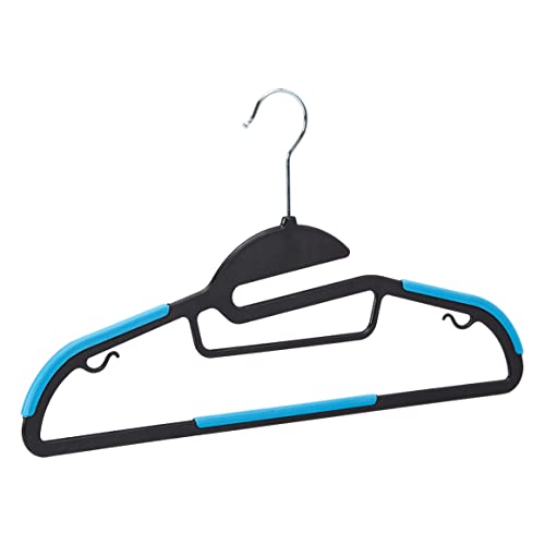Amazon Basics Non-Slip Heavy Duty Plastic Hanger with Rubber and Horizontal Bar - 50-Pack, Blue