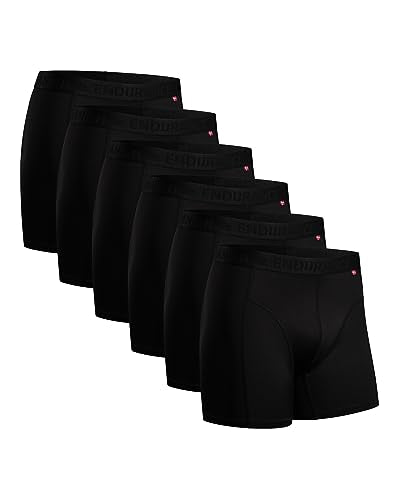 DANISH ENDURANCE 6 Pack Sports Boxer Briefs, Dry Fit, Pouch Support for Men, Black, 3XL