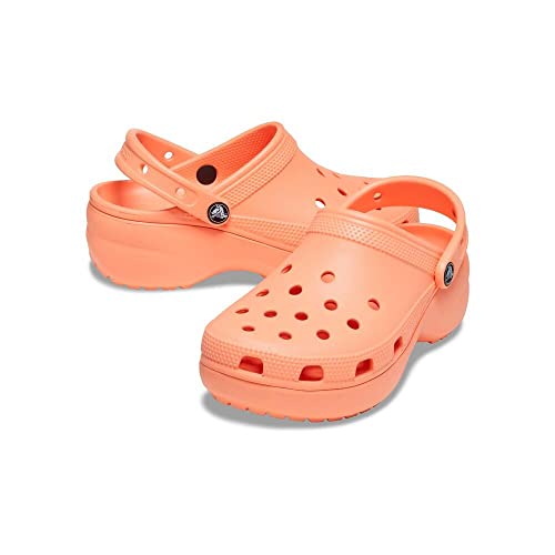 Crocs Womens Classic Platform Clog, Papaya, 5