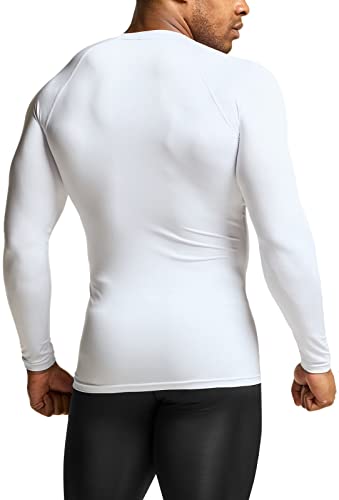TSLA Men's Cool Dry Fit Long Sleeve Compression Shirts, Athletic Workout Shirt, Active Sports Base Layer T-Shirt MUD21-WHZ Medium