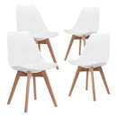 CangLong Modern Dining Chair Set, Soft Padded Shell Chair with Wood Legs for Kitchen, Dining, Bedroom, Living Room - Set of 4, White