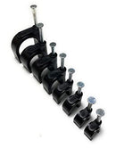 TR Cable® Pack of 50 Round Black Cable Clips with Strong Nails - Durable & Versatile - Ideal for Indoor/Outdoor Cable Management, 6mm