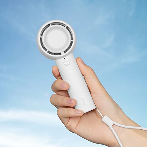 JISULIFE Mini Handheld Fan, Unique Design Portable Fan, Personal Hand Fan USB Rechargeable with Powerful Trubo Wind,4500mAh Battery Operated Small Pocket Fan for Eyelash/Makeup/Kids/Cooling-White