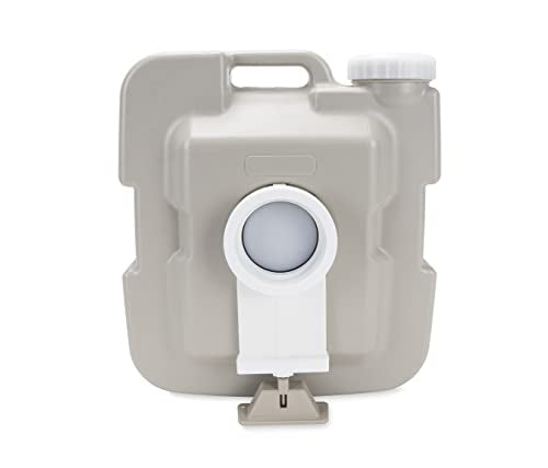 Camco Portable Travel Toilet | Features Bellow-Type Flush and Sealing Slide Valve to Lock-in Odors 2.6 Gallon (41531),Gray/Beige