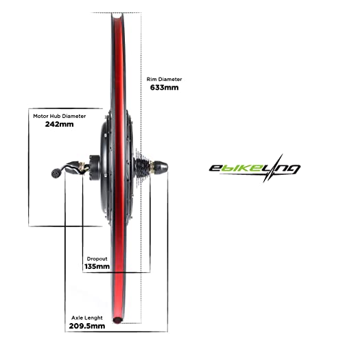EBIKELING Waterproof Ebike Conversion Kit for Electric Bike 700C Front or Rear Wheel Electric Bicycle Hub Motor Kit, 1500W, Rear/LCD/Thumb